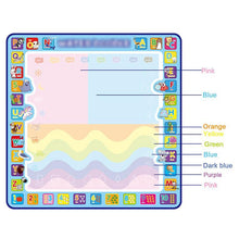 Load image into Gallery viewer, Coolplay 100x100cm Magic Water Drawing Mat Doodle Mat &amp; 4 Drawing Pens &amp; 1 Stamps Set Painting Board Educational Toys for Kids
