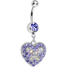 Load image into Gallery viewer, Love's Ascent Tanzanite Purple Butterfly Heart Dangle Belly Ring
