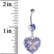Load image into Gallery viewer, Love's Ascent Tanzanite Purple Butterfly Heart Dangle Belly Ring
