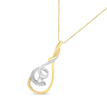 Load image into Gallery viewer, Espira 10K Two-Tone Yellow &amp; White 1/6 Cttw Brilliant-Cut Diamond Layered Spiral 18" Pendant Necklace (H-I Color, I2-I3 Clarity)
