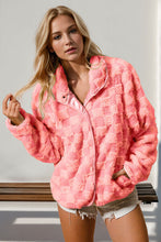 Load image into Gallery viewer, Double Take Checkered Long Sleeve Fuzzy Jacket Cozy &amp; Trendy Outerwear For Women

