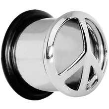 Load image into Gallery viewer, 1/2 Stainless Steel Single Flare Peace Sign Plug
