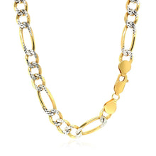 Load image into Gallery viewer, 7.0mm 14K Yellow Gold Solid Pave Figaro Chain
