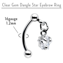 Load image into Gallery viewer, Top Down Clear Gem Dangle Star Eyebrow Ring
