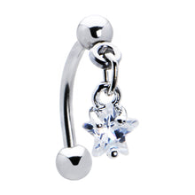 Load image into Gallery viewer, Top Down Clear Gem Dangle Star Eyebrow Ring
