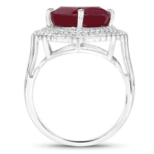 Load image into Gallery viewer, 5.86 Carat Glass Filled Ruby and White Topaz .925 Sterling Silver Ring
