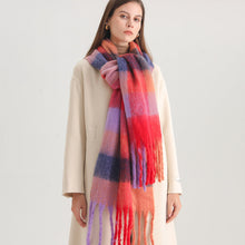 Load image into Gallery viewer, New Luxury Winter Soft Head Wraps Plaid Scarf Shawls Cashmere  Warm Cashmere Scarves Rainbow For Women
