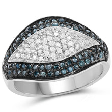 Load image into Gallery viewer, 0.50 Carat Genuine Blue Diamond and White Diamond .925 Sterling Silver Ring
