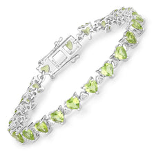 Load image into Gallery viewer, 10.24 Carat Genuine Peridot and White Diamond .925 Sterling Silver Bracelet
