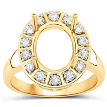 Load image into Gallery viewer, 0.42 Carat Genuine White Diamond 14K Yellow Gold Semi Mount Ring - holds 11x9mm Oval Gemstone
