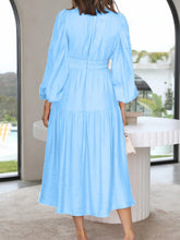 Load image into Gallery viewer, Lightweight Deep V-Neck Balloon Sleeve Maxi Dress Elegant &amp; Flowing Silhouette Unique Dress
