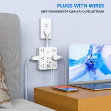 Load image into Gallery viewer, 16-in-1 Power Strip – 12 AC Outlets &amp; 4 USB Ports, White
