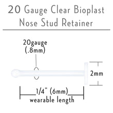 Load image into Gallery viewer, 20G Clear Flat Bioplast Nose Retainer
