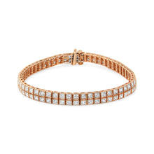 Load image into Gallery viewer, 14K Rose Gold 3.0 Cttw Lab Grown Diamond Two Row Milgrain 7" Inch Tennis Bracelet (G-H Color, VS2-SI1 Clarity)
