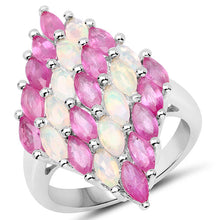 Load image into Gallery viewer, 2.95 Carat Genuine Ethiopian Opal and Ruby .925 Sterling Silver Ring
