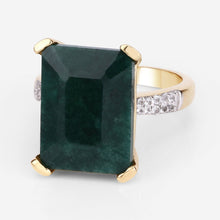 Load image into Gallery viewer, 7.64 Carat Dyed Emerald and White Diamond .925 Sterling Silver Ring
