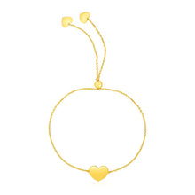 Load image into Gallery viewer, 14k Yellow Gold Adjustable Heart Bracelet
