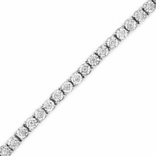 Load image into Gallery viewer, .925 Sterling Silver 1.0 Cttw Miracle-Set Diamond Round Faceted Bezel Tennis Bracelet (I-J Color, I3 Clarity) - 7"
