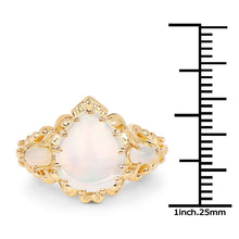 Load image into Gallery viewer, 14K Yellow Gold Plated 3.26 Carat Genuine Ethiopian Opal .925 Sterling Silver Ring
