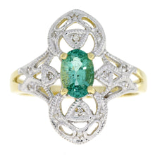 Load image into Gallery viewer, .70ct Emerald Diamond Ring 10KT Yellow Gold

