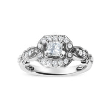 Load image into Gallery viewer, 14K White Gold Diamond 3/4 Cttw Diamond Halo Style and Woven Shank Engagement Ring (G-H Color, VS2-SI1 Clarity) - Size 7
