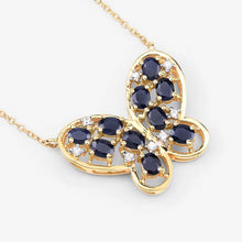 Load image into Gallery viewer, 2.16 Carat Genuine Blue Sapphire and White Zircon .925 Sterling Silver Necklace
