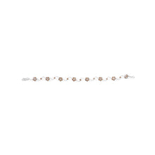 Load image into Gallery viewer, 10K White Gold 4.0 Cttw Champagne and White Diamond Floral Cluster and Station Link Bracelet (H-I Color, SI2-I1 Clarity) - 7" Inches
