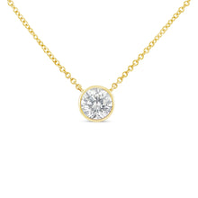 Load image into Gallery viewer, 10K Yellow Gold 1/2 Carat Round Brilliant-Cut Diamond Modern Bezel-Set Solitaire 16"-18" Pendant Necklace (H-I Color, SI2-I1 Clarity)
