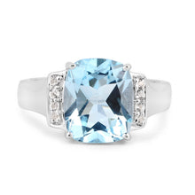 Load image into Gallery viewer, 4.28 Carat Genuine Blue Topaz and White Topaz .925 Sterling Silver Ring
