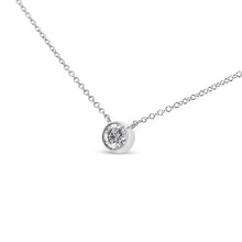 Load image into Gallery viewer, 10K White Gold 1/2 Carat Round Brilliant-Cut Diamond Modern Bezel-Set Solitaire 16"-18" Pendant Necklace (H-I Color, SI2-I1 Clarity)
