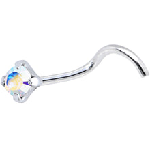 Load image into Gallery viewer, Sterling Silver 3mm Aurora Nose Ring Created with Crystals
