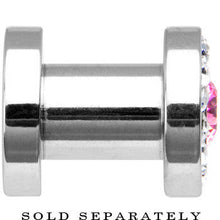 Load image into Gallery viewer, 4G Stainless Steel Clear Pink CZ Screw Fit Tunnel

