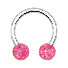 Load image into Gallery viewer, 14G 7/16 Pink UV Reactive Horseshoe Circular Barbell
