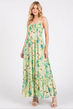 Load image into Gallery viewer, New Summer  Floral Smocked Back Ruffled Hem Maxi Cami Dress – Bohemian Elegance, Feminine, Flowy, Comfortable, Effortlessly Chic
