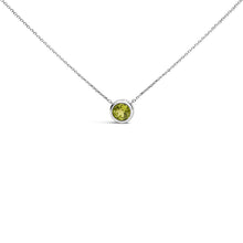 Load image into Gallery viewer, .925 Sterling Silver 7MM Bezel Set Created Purple Amethyst Pendant Necklace - 18" Inches
