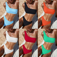Load image into Gallery viewer, Luxury Ladies Fashion High Waist Bikini Swimwear Swimsuit Women High Waist String Floral Printed 2 Piece Bathing Suits Solid Color Bikinis Sets Bathing Suit Female
