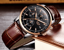 Load image into Gallery viewer, Men's  Waterproof Watch With Chronometers Date Display And Fluorescent Pointers Excellent Look Perfect Gift
