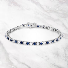 Load image into Gallery viewer, 6.87 ct. t.w. Blue Sapphire and White Topaz Bracelet in Sterling Silver
