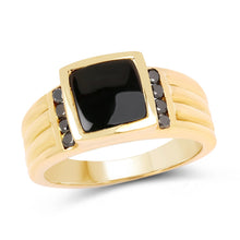 Load image into Gallery viewer, 2.16 Carat Genuine Black Onyx and Black Diamond .925 Sterling Silver Ring
