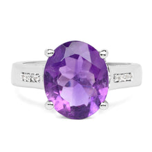 Load image into Gallery viewer, 3.84 Carat Genuine  Amethyst and White Topaz .925 Sterling Silver Ring
