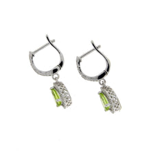 Load image into Gallery viewer, .88ct Peridot Diamond Dangle Earrings 14KT White Gold
