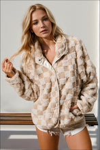 Load image into Gallery viewer, Double Take Checkered Long Sleeve Fuzzy Jacket Cozy &amp; Trendy Outerwear For Women
