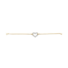 Load image into Gallery viewer, 10K Two Tone Gold 1/4 Cttw Diamond Encrusted Heart Charm 7" Bracelet (H-I Color, I1-I2 Clarity)
