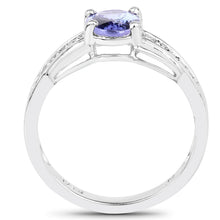 Load image into Gallery viewer, 1.27 Carat Genuine Tanzanite and White Diamond .925 Sterling Silver Ring
