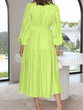 Load image into Gallery viewer, Lightweight Deep V-Neck Balloon Sleeve Maxi Dress Elegant &amp; Flowing Silhouette Unique Dress

