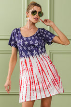 Load image into Gallery viewer, American Flag Theme Tee Dress – Patriotic Flag Tee Dress, American Pride Dress, Summer Flag Dress, Casual Flag Dress, Stylish Tee Dress, Fourth of July Dress, Flag Print Dress
