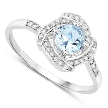 Load image into Gallery viewer, 0.46 Carat Genuine Aquamarine and White Diamond 14K White Gold Ring
