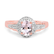 Load image into Gallery viewer, 14K Rose Gold Plated 0.73 Carat Genuine Morganite &amp; White Topaz .925 Sterling Silver Ring
