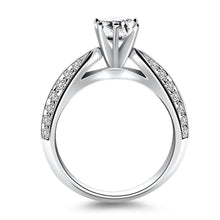 Load image into Gallery viewer, 14k White Gold Cathedral Double Row Pave Diamond Engagement Ring
