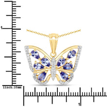 Load image into Gallery viewer, 1.75 Carat Genuine Tanzanite and White Zircon .925 Sterling Silver Pendant
